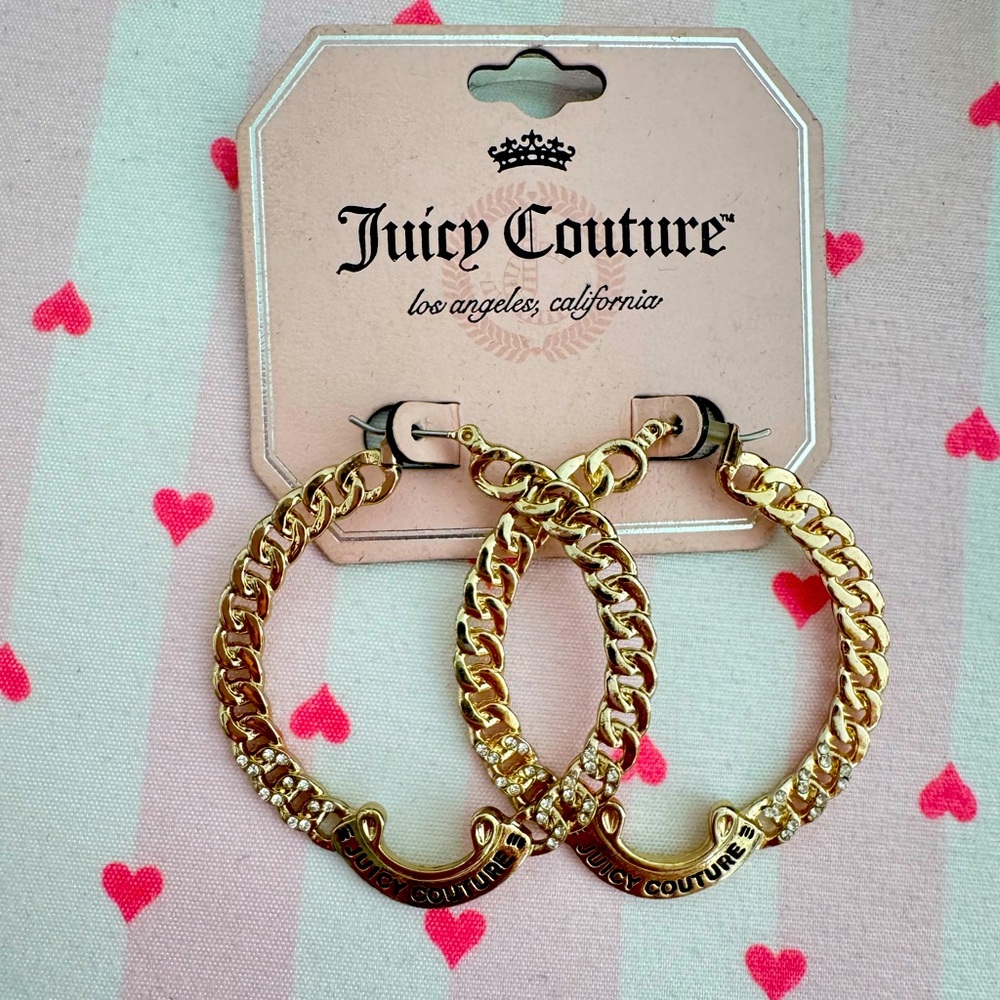 Juicy Couture Gold Hoop Logo Earrings